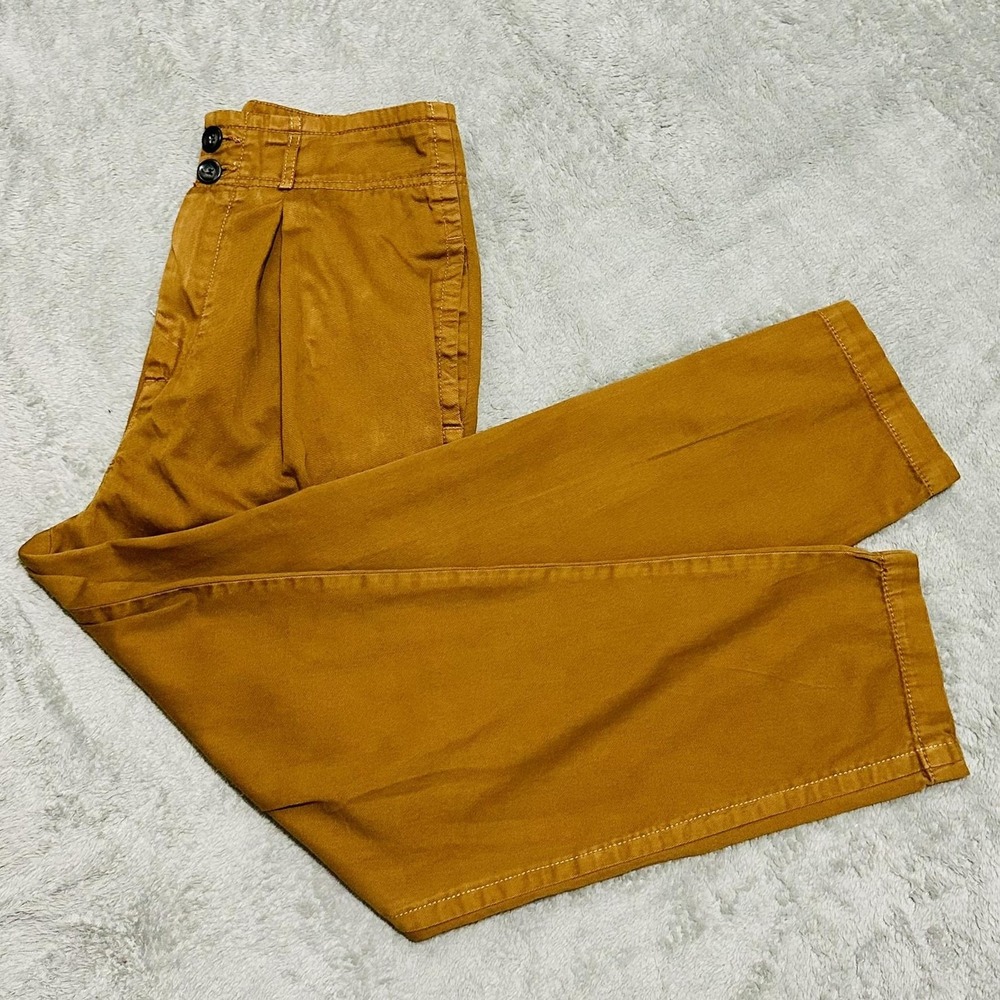 Free People Brown Pleated High Waist Chino Pants Womens 4 Tapered Academia Twill - Picture 12 of 13